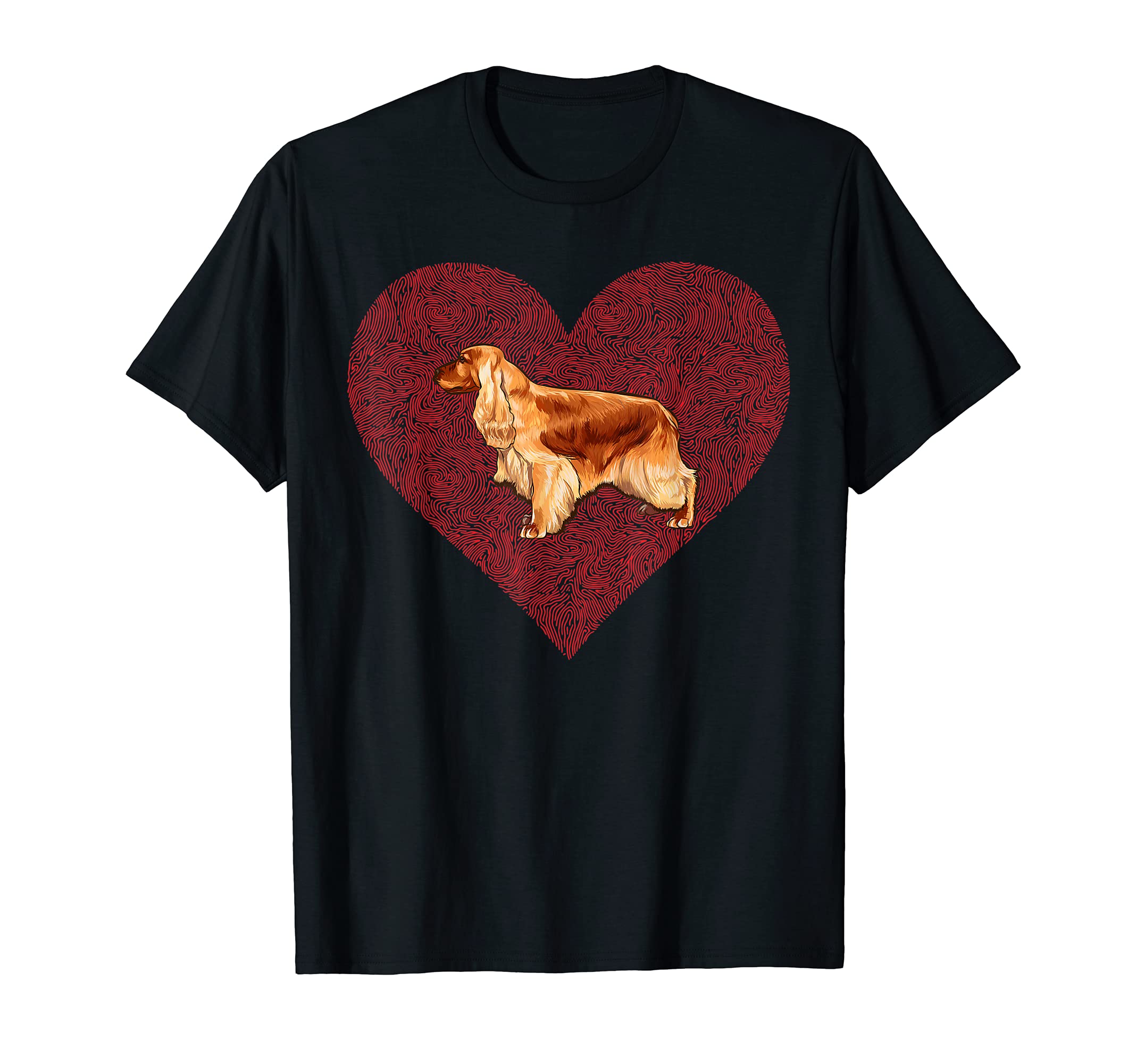 English Cocker Spaniel Valentines Day Dog Love Fingerprint T-Shirt, Black