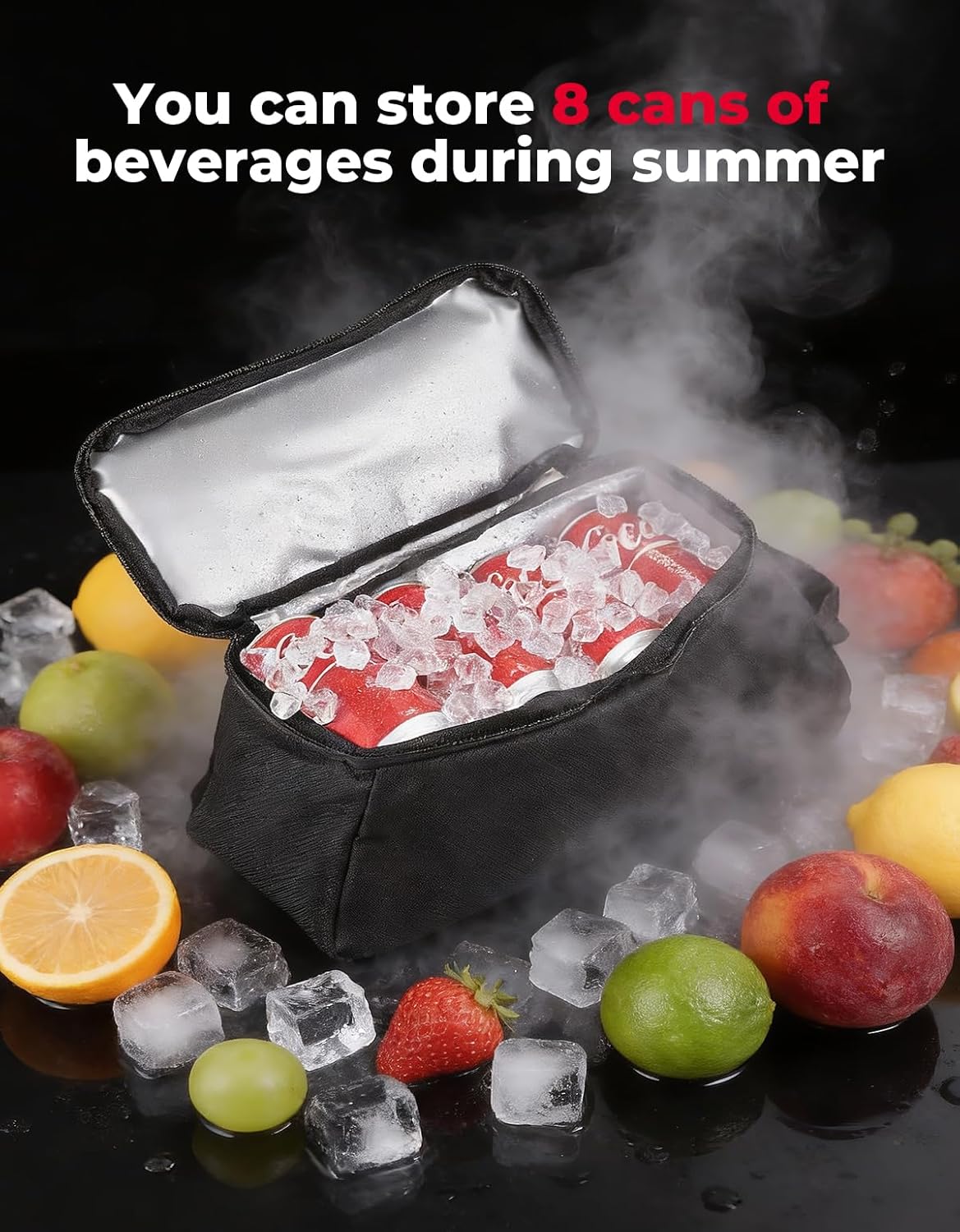 KEMIMOTO 8L Bike Bag with 6L Removable Cooler Bag, Bike Rear Rack Bag PVC Water Resistant Insulated Bag, Bicycle Trunk Pannier with Shoulder for Cycling Ebike Back Seat Storage