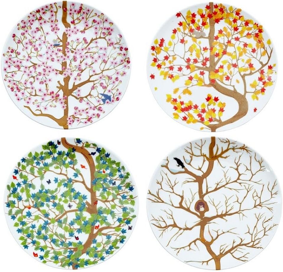 Puhlmann 4 Seasons Plates Set/4, Ceramic, Multi-Colour, 12 x 22 x 22 cm