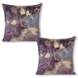 Compladeta Abstract Fluid Art Eggplant Throw Pillow Covers 18X18 Set of 2 Pillow Cushion Cases, Modern Pillowcases,Decorative Pillow Cover for Sofa Couch Bedroom Living Room