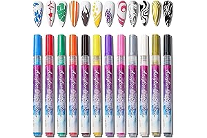 12 Colors Ultra Thin Nail Art Polish Pen, Easy Manicure Marker