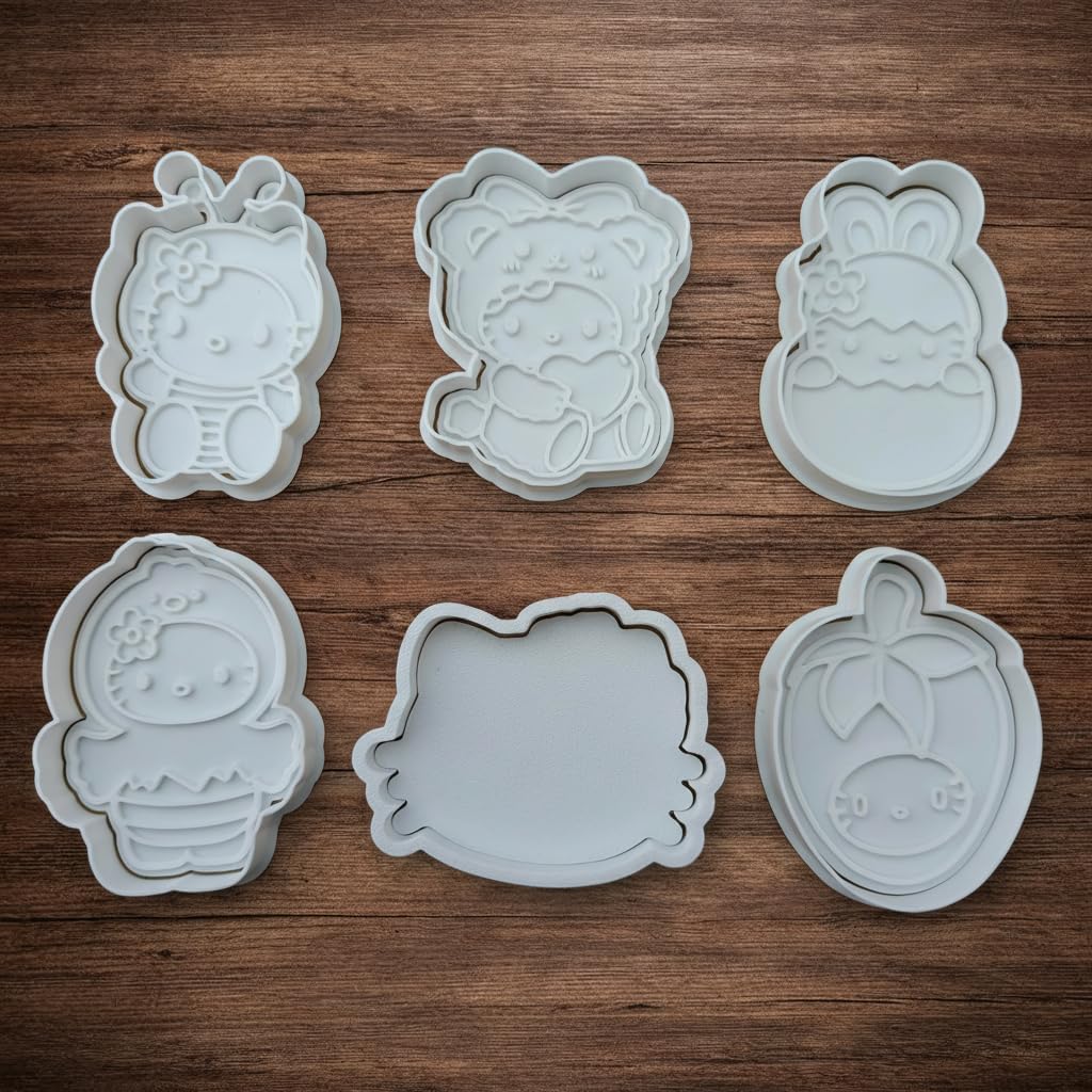 Allenjoy Cookie Cutters & Stamps, Kitty Biscuit Cutter Embosser Molds for Baking, Fondant, Polymer Clay - Funny Kitchen Accessories, Novelty DIY Supplies, Party Favors, Decorations, Gifts