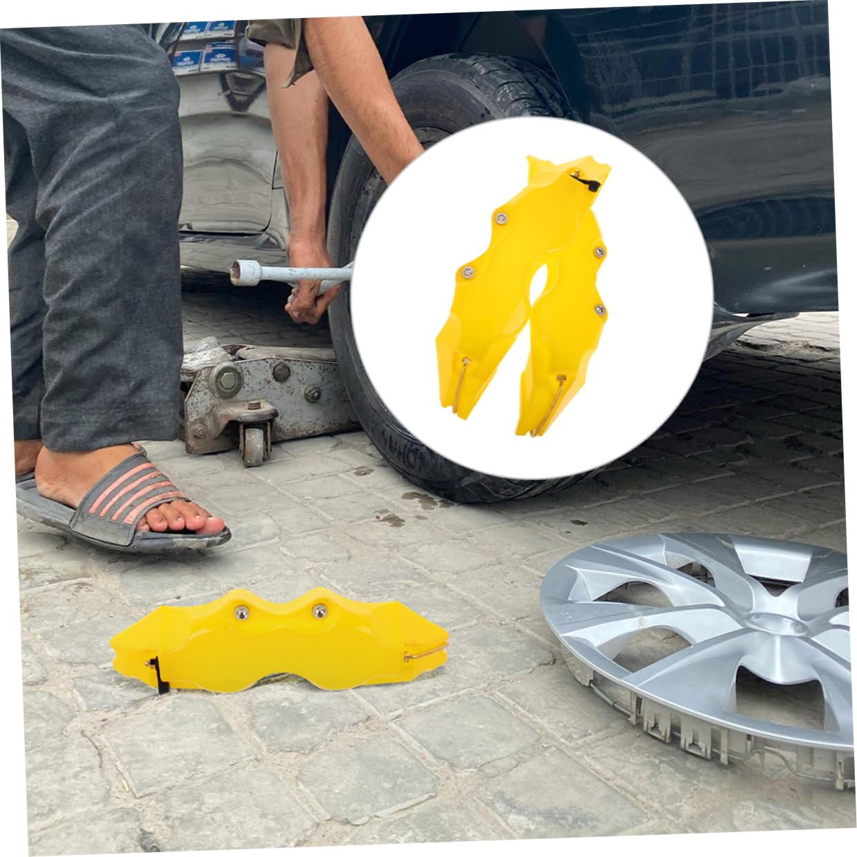 Generic 1 Pair Brake Caliper Guard Easy to Install Wheel Rim Covers Durable Car Modification Accessory Unique Style for Enhanced Aesthetics and Protection