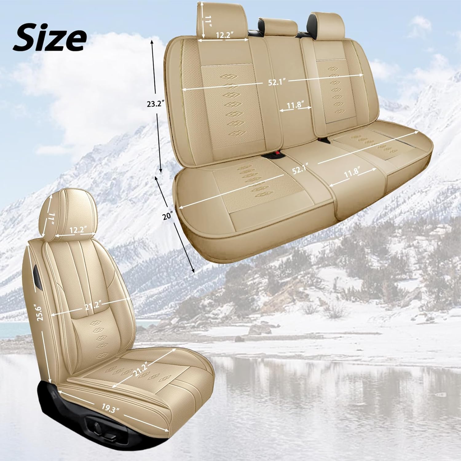 Leather Seat Covers for Nissan Murano 2011-2024,Car Seat Covers Full Set,Waterproof Car Seat Protectors with Airbag,Comfort Interior Cover Seats for Cars(Beige,Pillows)