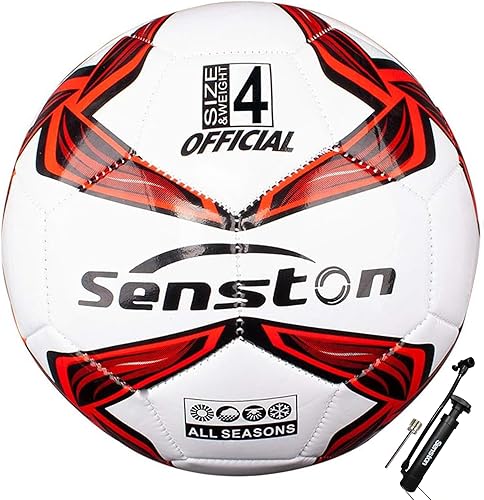 Miniatura 7 de Senston Balón de fútbol talla 3 y talla 4 y talla 5 para niños y adultos, balón de fútbol oficial para partidos y entrenamiento con bomba Azul,Negro