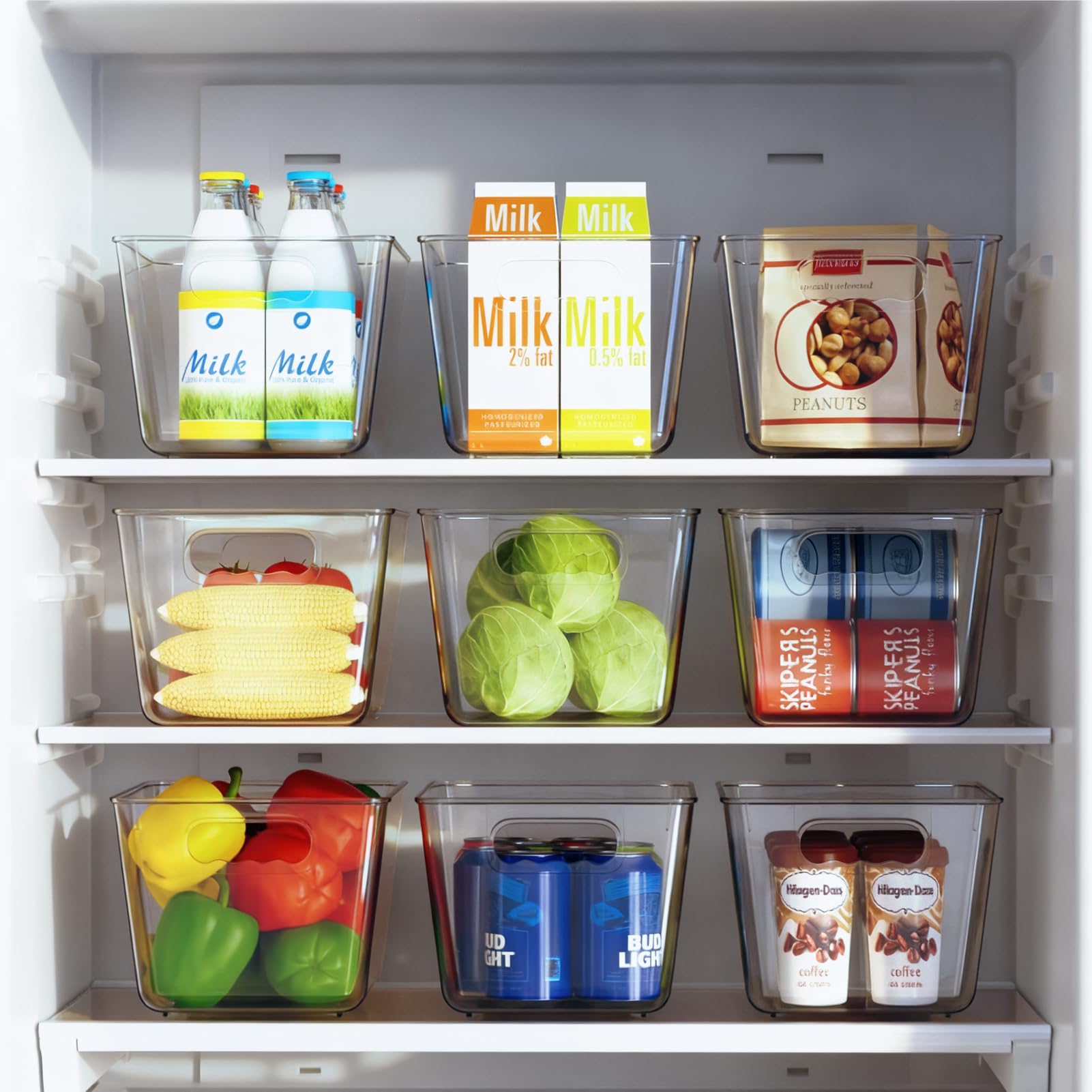 Organizador Nevera, Organizadores para la Despensa, Organizador Frigorifico para la Cocina, Refrigerador, Encimeras y Armarios (Paquete de 4, L(30x20x15CM))