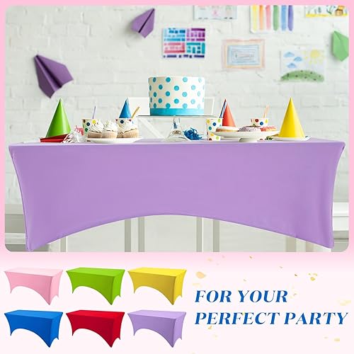 Miniatura 5 de Preboun Mantel rectangular ajustable de elastano de 6 pies, 6 piezas, lavable y resistente a las arrugas, manteles de elastano de 6 pies para