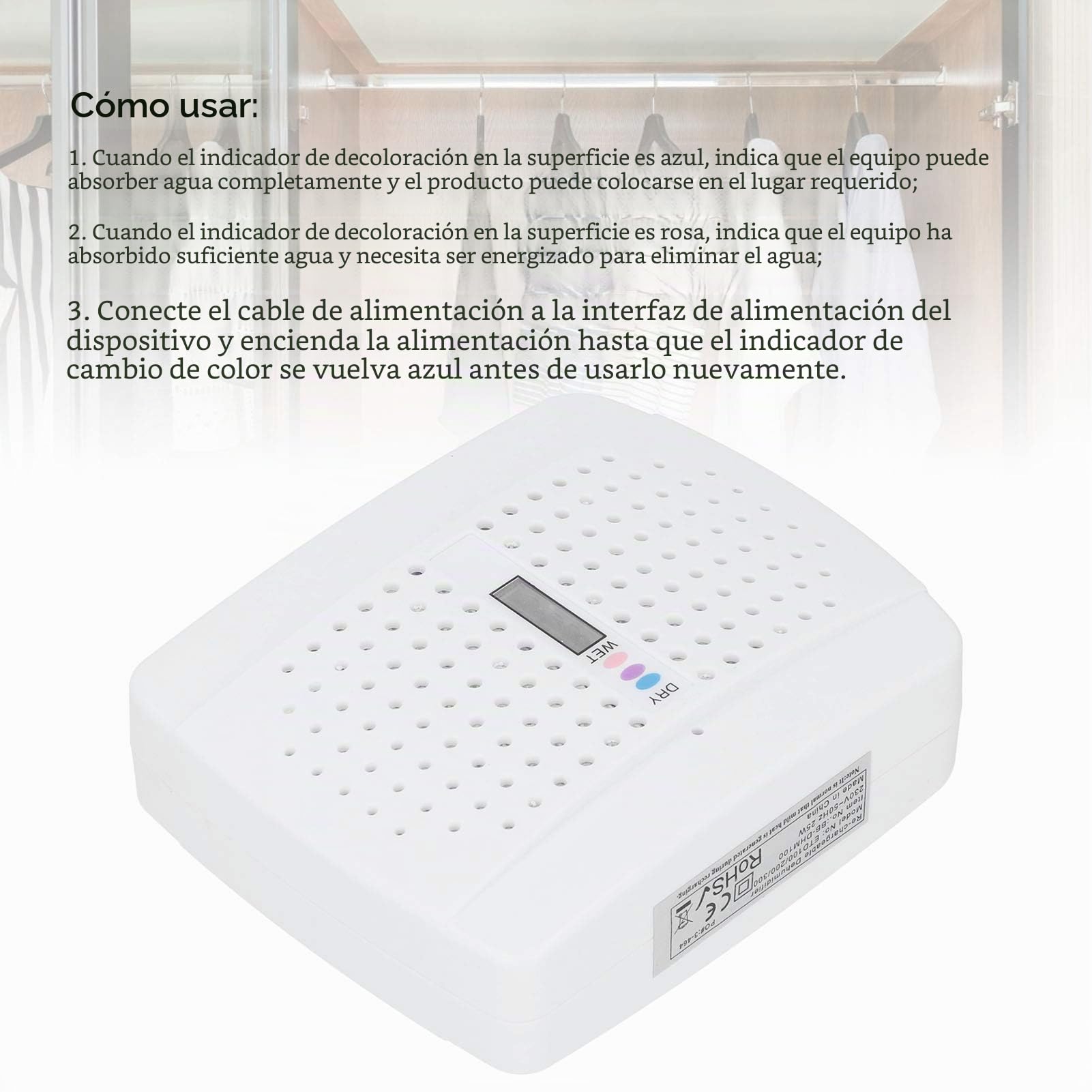 Deshumidificador portátil, mini deshumidificador de aire USB pequeño compacto ultra silencioso de 500 ml con apagado automático, para Sótanos, hogar, dormitorio, baño, garaje, armario, caravana