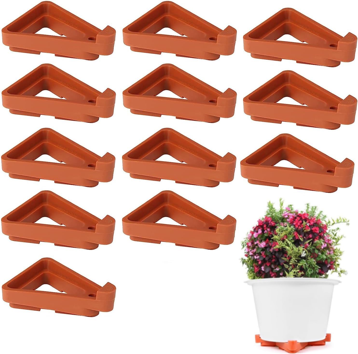 12 Pcs Flower Plant Pot Feet, Invisible Flower Pot Invisible Garden Pot Lifters Triangle Pot Feet Potted Plant Stand for outdoor plant pots for Indoor and Outdoor Lifters Supports