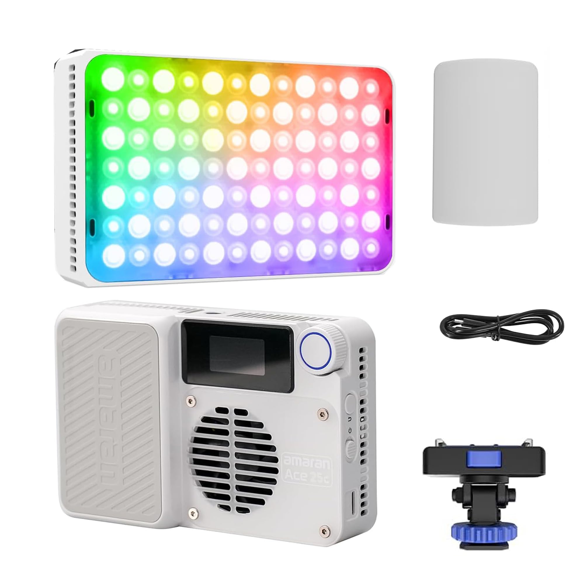 Amaran Ace 25c RGB Video Light,25W On Camera Pocket LED Light CCT 2300k-10000k, 5,908 lux @ 0.5m Illumination,with Rechargeable Battery and PD