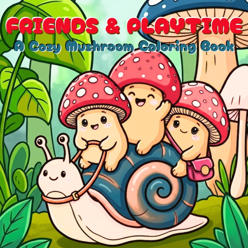 Cozy Mushroom Coloring Book: Friends and Relaxing Playtime Scenes for Stress Relief Coloring Pages for Creativity and Cozy Vibes (Cozy Mushroom & Friends Coloring)
