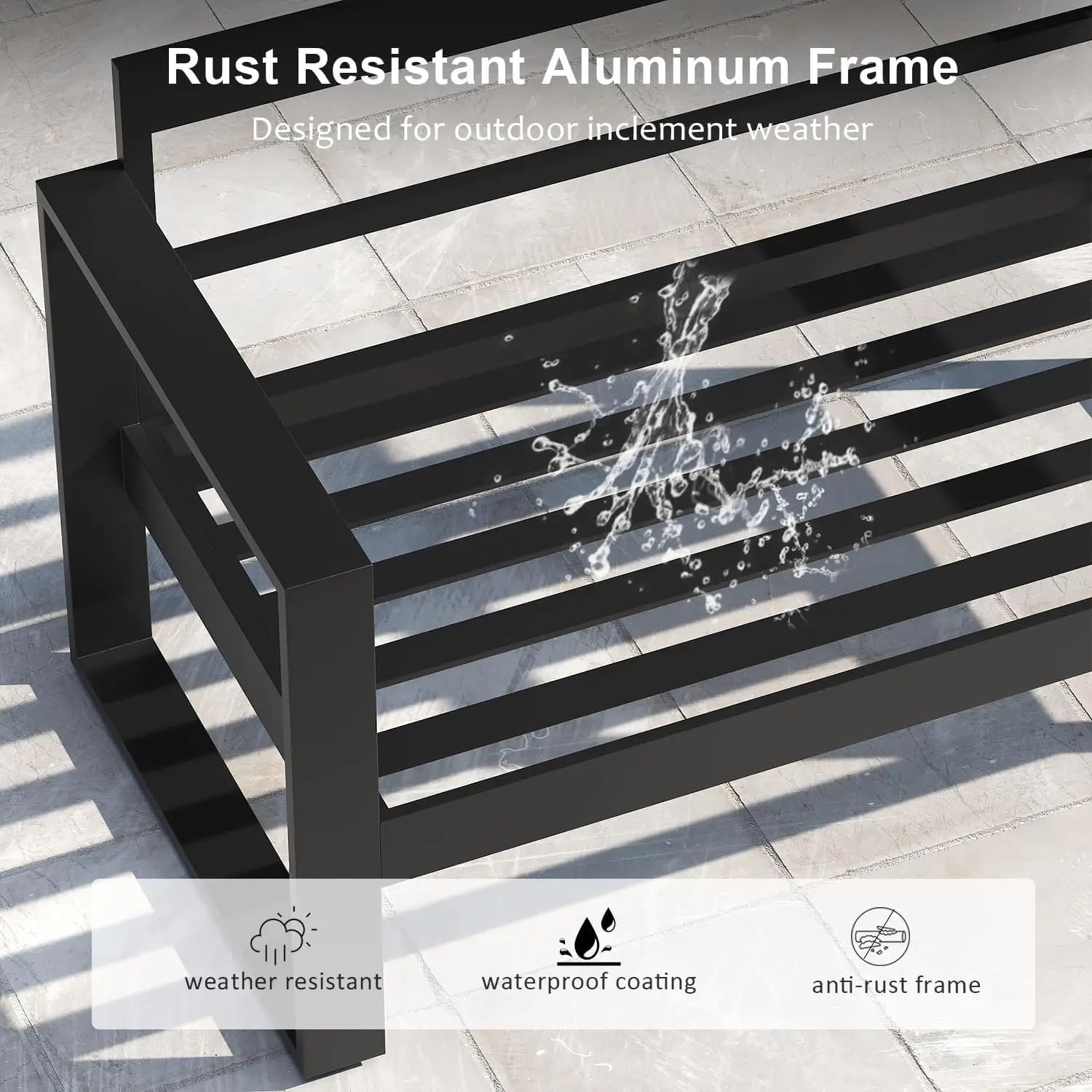 5 Pieces Aluminum Outdoor Patio Furniture Set, Metal Modern Deep Seat Conversation Sofa Set with Coffee Table and Washable