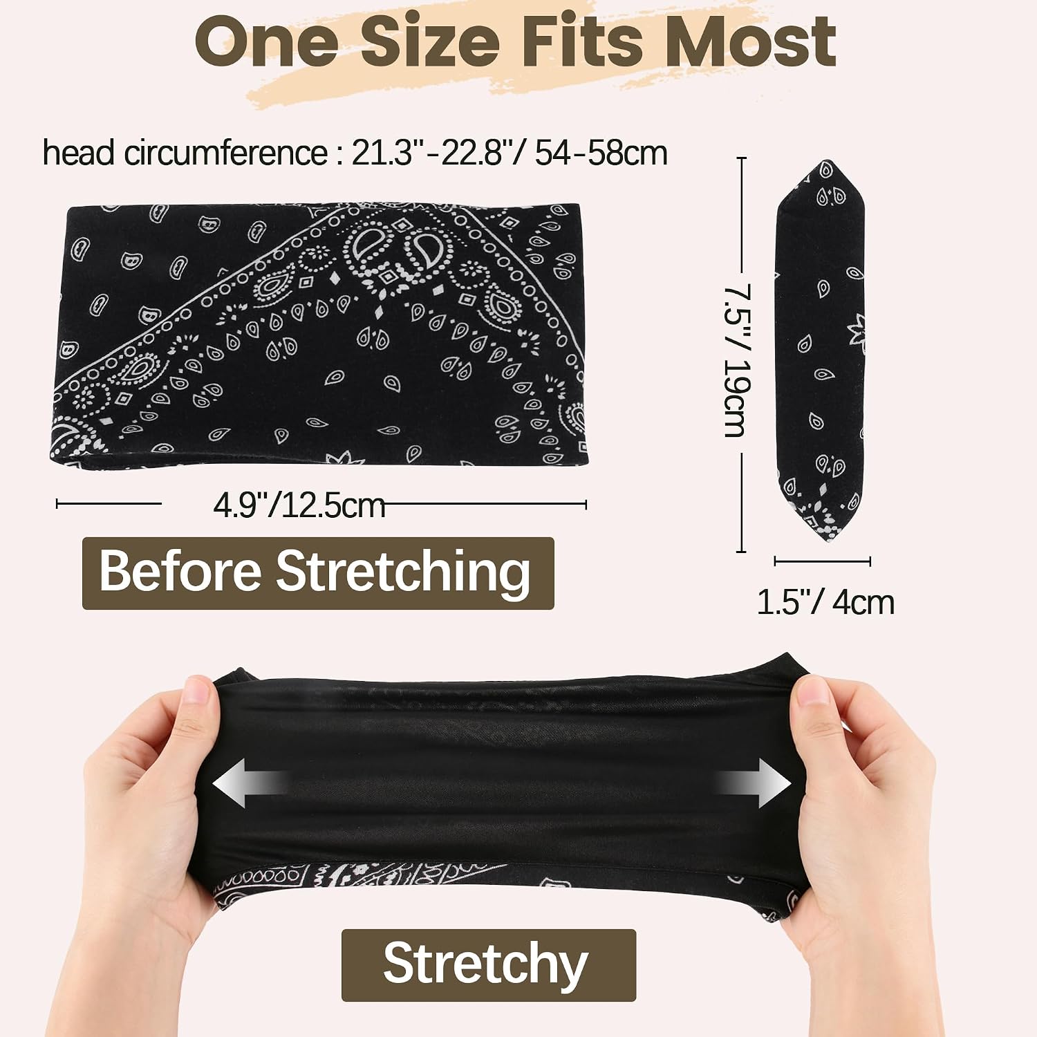 Ababalaya Satin Lined Headbands for Women, Paisley 4 Pack | Anti-Friction Hair Protection Stylish Running Headband Detachable Knot Boho Hair Bands for Makeup, Workout, Yoga, Daily Wear