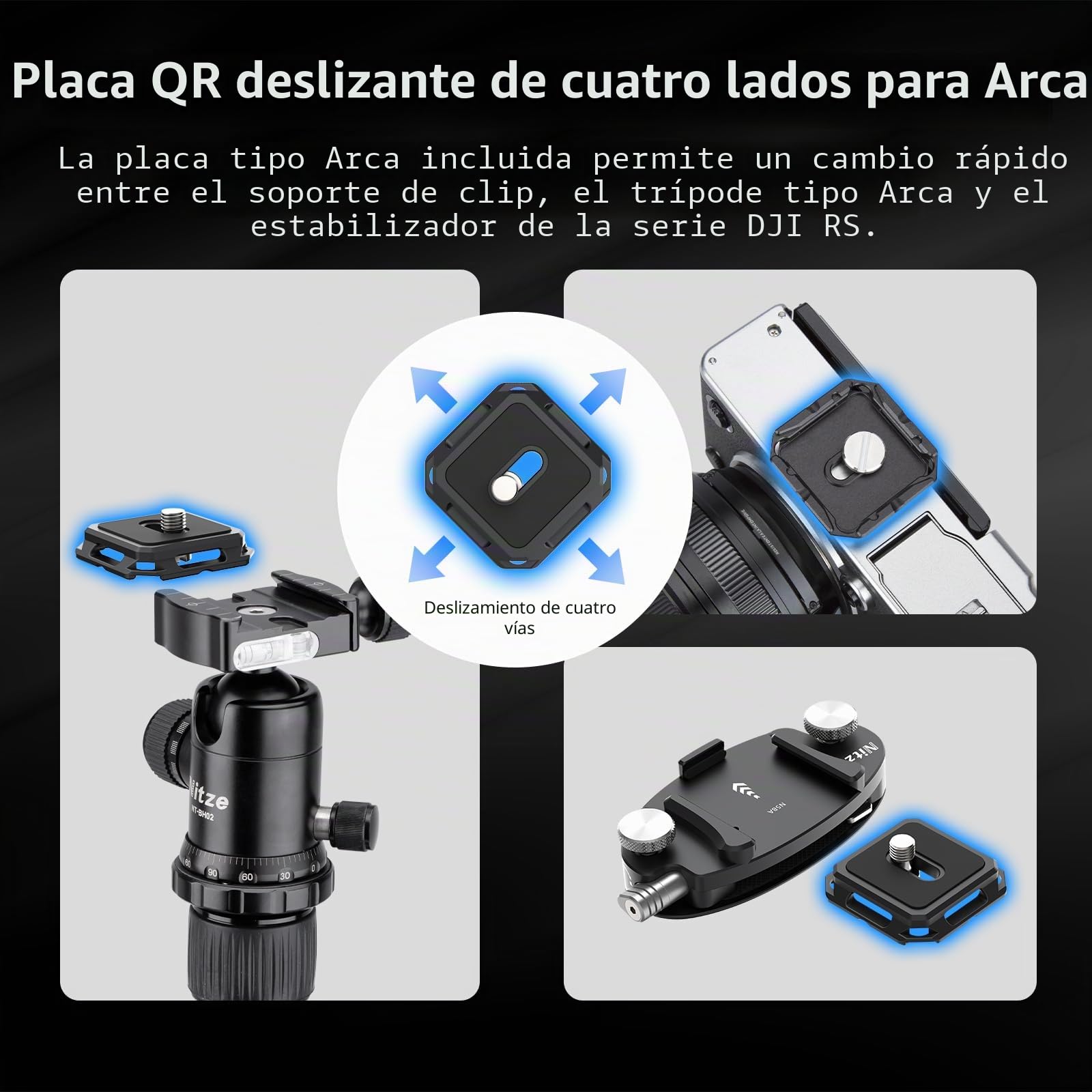 Nitze Cámara Clip Mochila Aleación de Aluminio, Clip para Cinturón de Cámara para Correa de Hombro, Camara Clips de Liberación Rápida con Tornillo de 1/4 "-20 para Camara DSLR SLR, Mochila - N58A