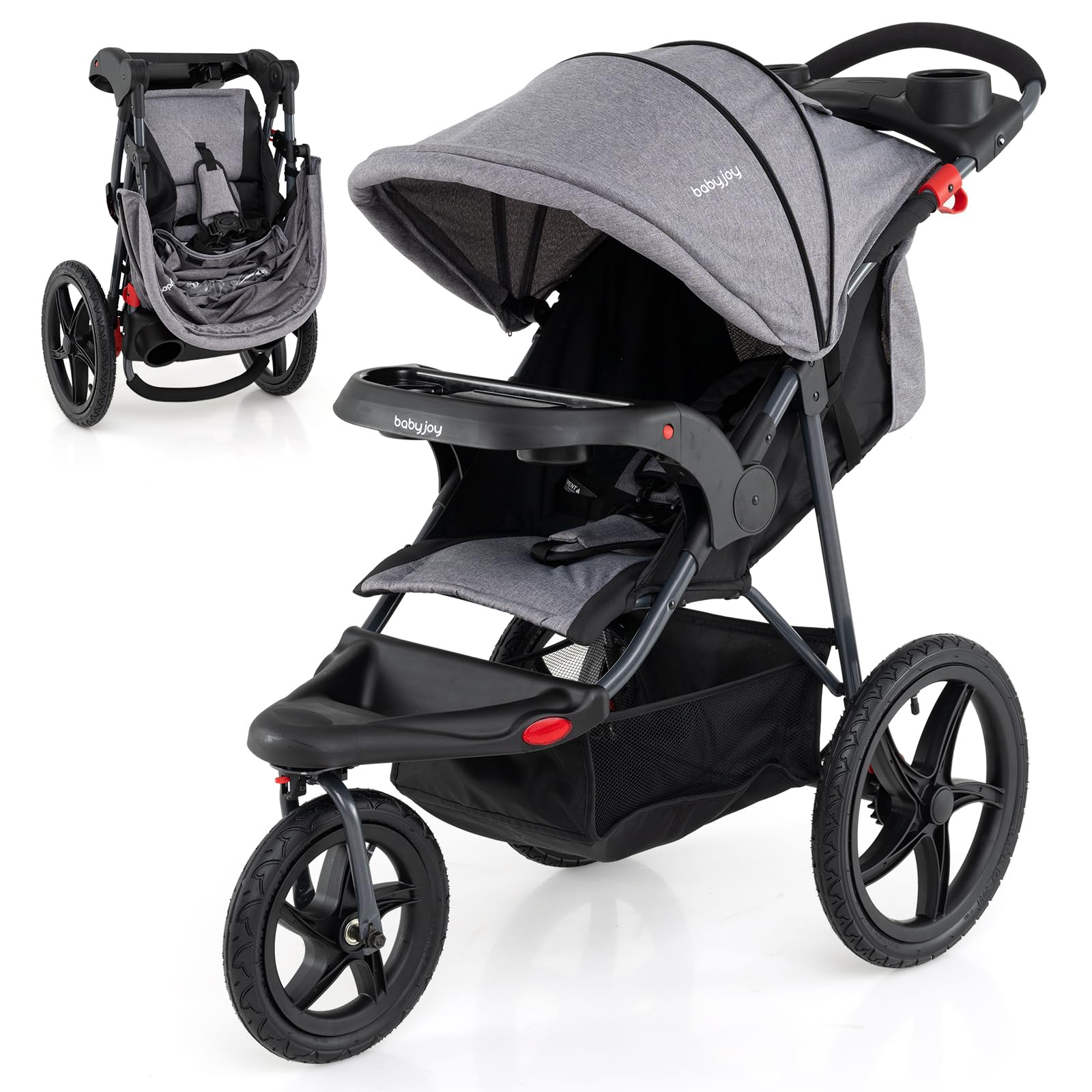 BABY JOY Jogging Stroller (Gray)