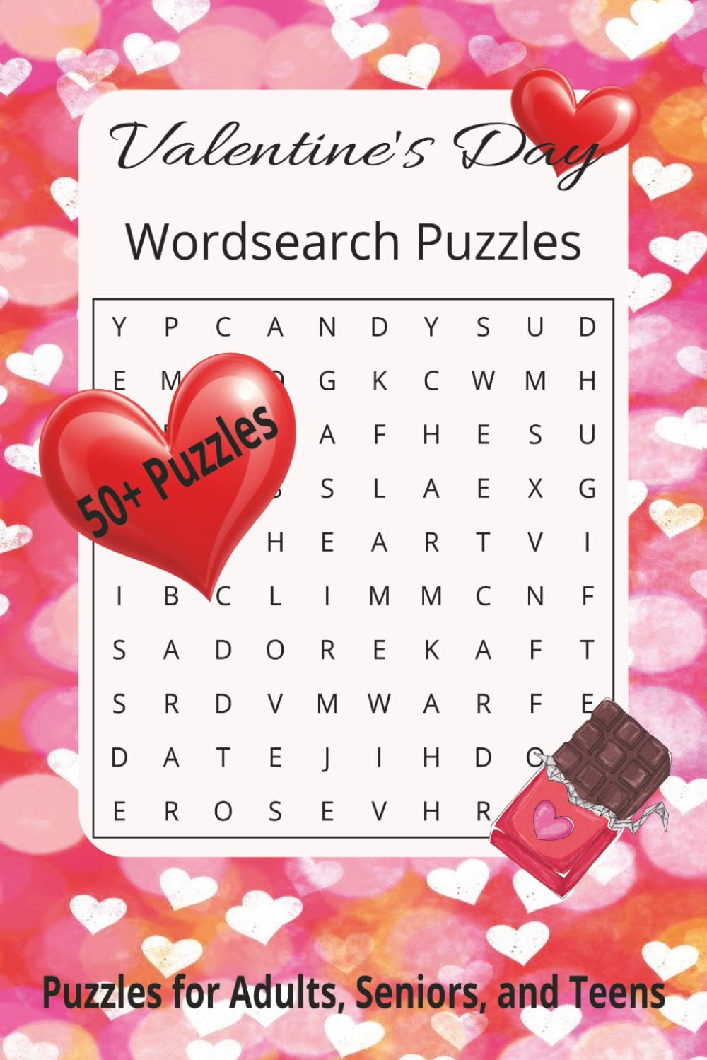 Valentine's Day Wordsearch Puzzles | Puzzles for Adults, Seniors, and Teens: Holiday Wordsearch Puzzles | Easy to Read | 50+ puzzles with Solutions | 110 pages
