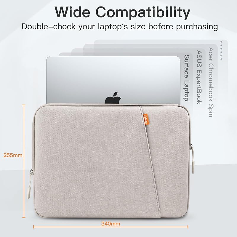 JETech Laptop Tok 13-14" MacBook Air/Pro M4/M3/M2/M1 Készülékekhez, Vízálló Ütésálló Védőtok Kiegészítő Zsebbel, Notebook Táska