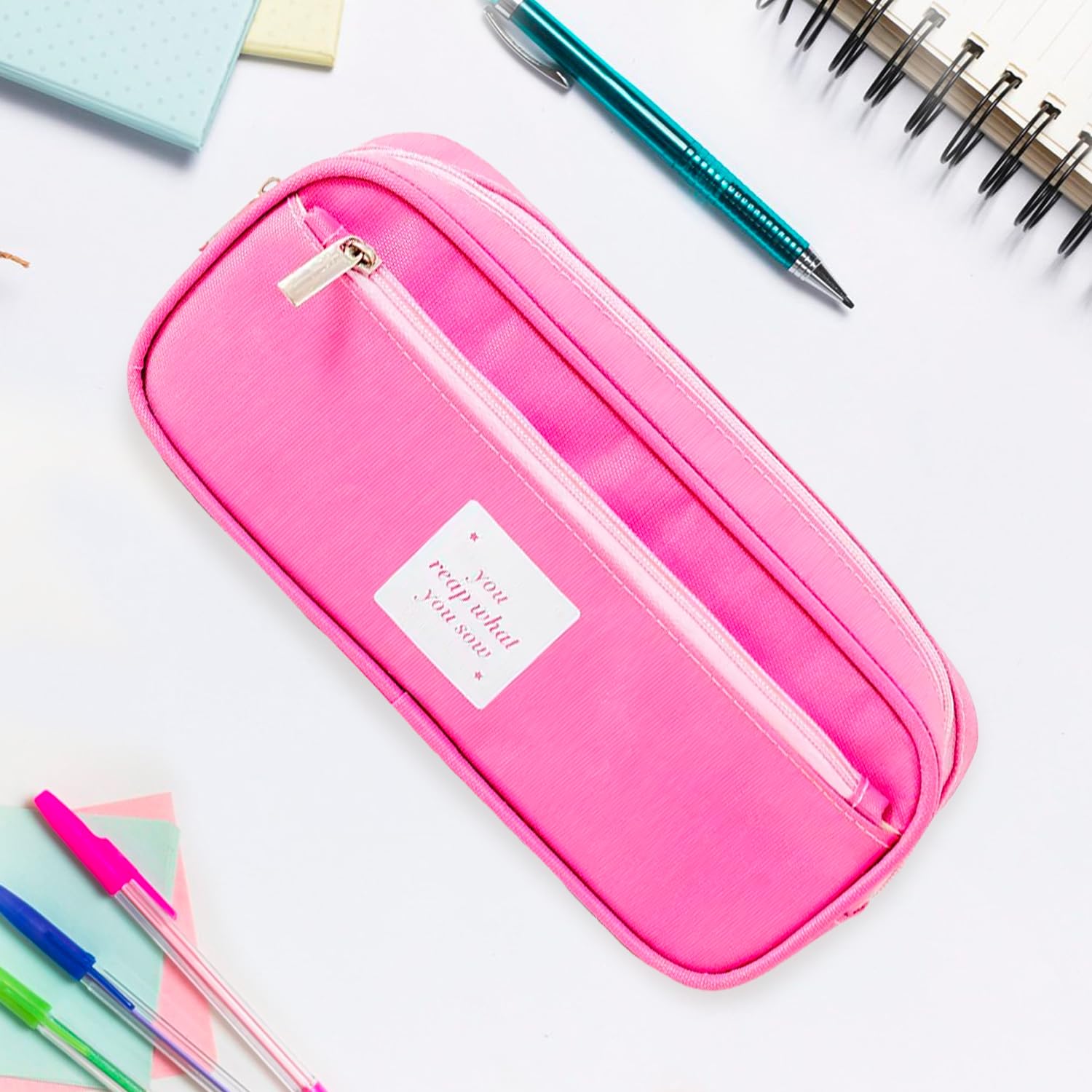 Party Propz Polyester Pink Pencil Pouch - Large Capacity Two Compartment Pencil Pouch Pencil Case For Kids Adults Pencil Pouch For Boys Girls Pouch For School, College, Office College School Supplies (B0CRRTPKTY) Amazon Price History, Amazon Price Tracker