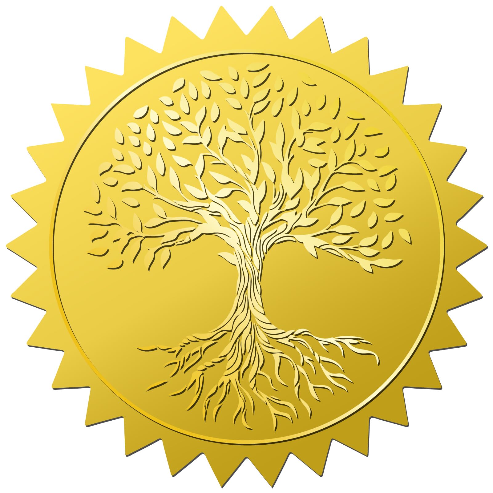 CRASPIRE 144 Uds Árbol de la Vida Pegatinas En Relieve de Lámina Dorada 2" sobres Autoadhesivos Sellos Etiquetas Adhesivas Vintage para Invitación de Boda Graduación Certificados Corporativos Diplomas