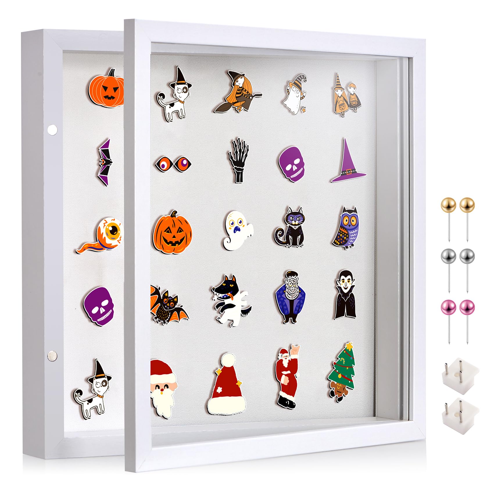 Photo 1 of ** SELLING FOR PARTS. GLASS WAS TAKEN OUT** SPESFUTA 11x11 Deep Shadow Box Picture Frame Display Case with Linen Back and Stand,Real Glass White Shadow Memory Box Frame 11x11 for Graduation Flower Medal Baby Pet Photo Art Craft Memorial Gift