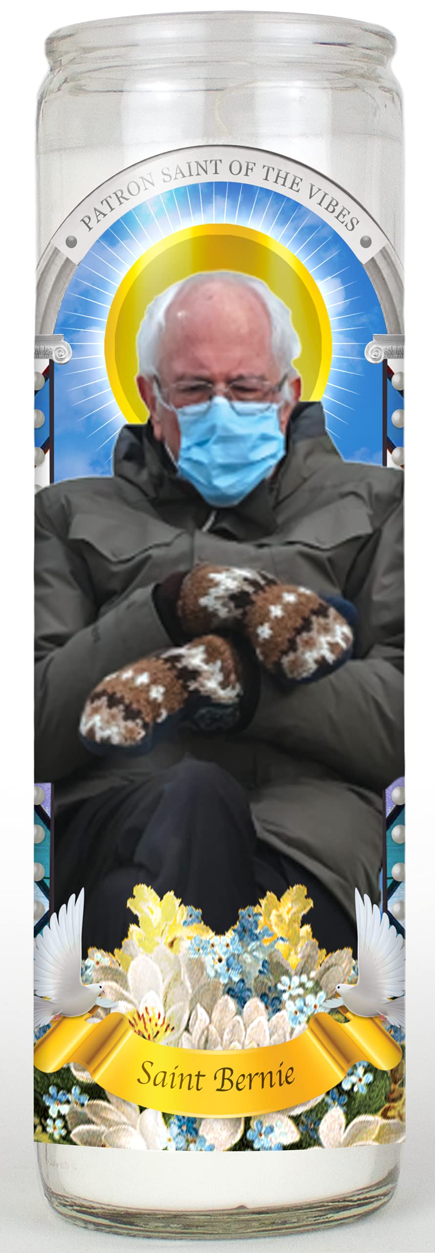 LitFriends Bernie Sanders Candle: Patron Saint of The Vibe, Meme Prayer Candle, Unscented