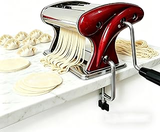 XINGYUEXUAN Pasta Maker Machine, Stainless Steel Manual Noodle Maker with 2mm & 4mm Cutters, Hand Crank for Homemade Spaghetti, Fettuccine, Lasagna & Dumpling