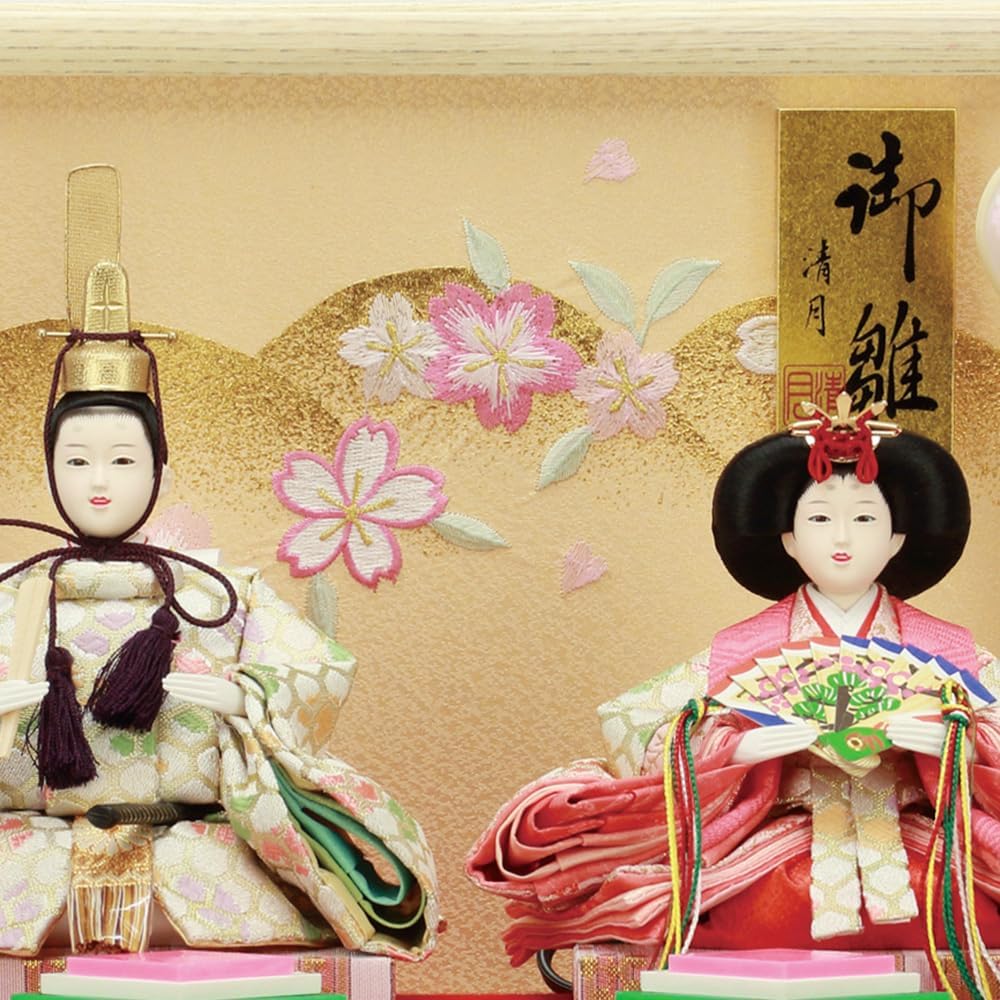 東京久月 雛人形親王飾り円形アクリルケース・間口約45×奥行約24