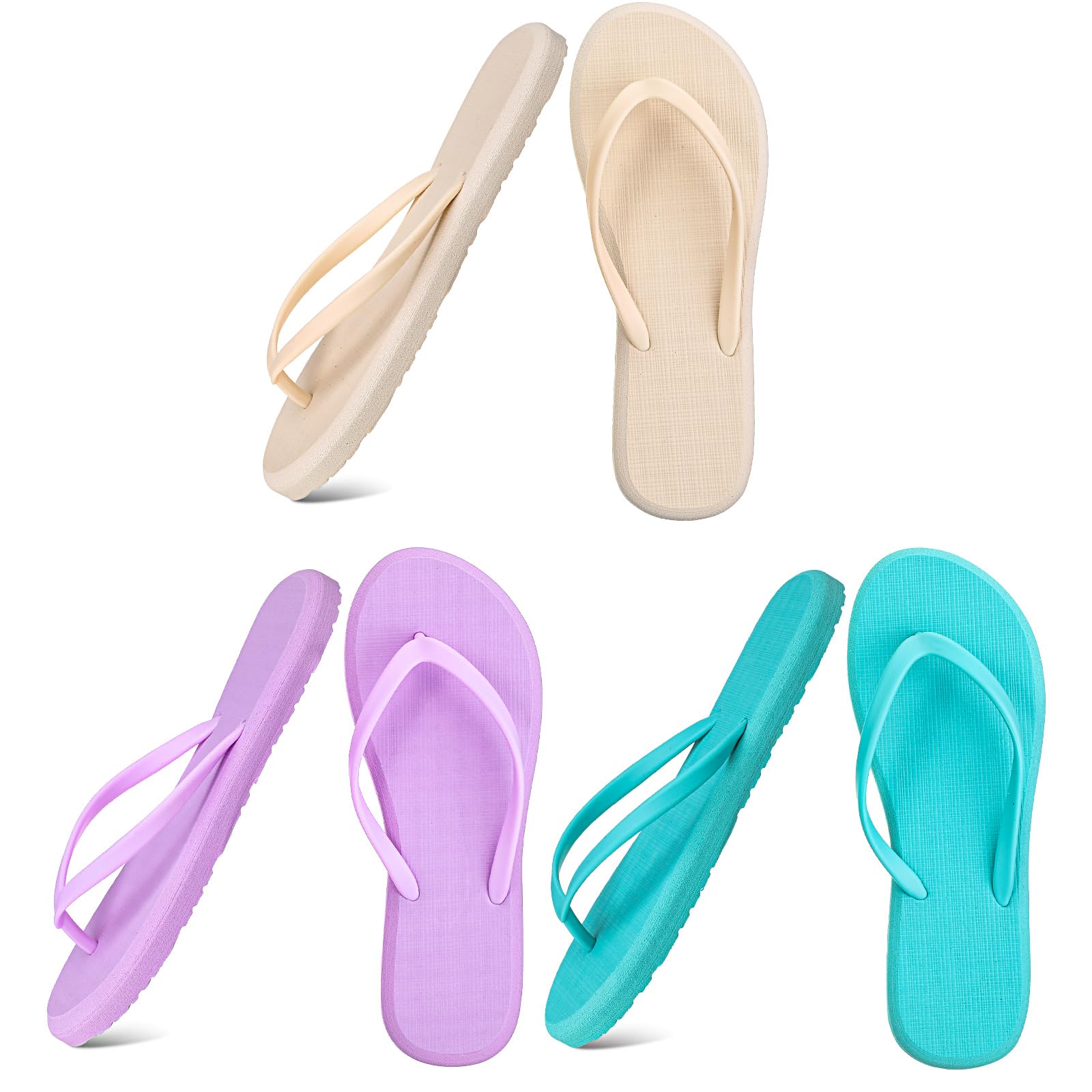 3 Pcs Women Girls Slim Flip Flops Colored Summer Casual Flip Flop Sandals Rubber Thong Style Cute Sandals for Women Shower