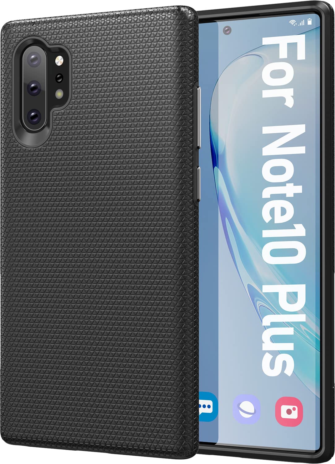 Rayboen Note 10 Plus Case, Dual Layer Dual Defend Shockproof Protective Case for Samsung Galaxy Note 10+ Plus 5G, Black