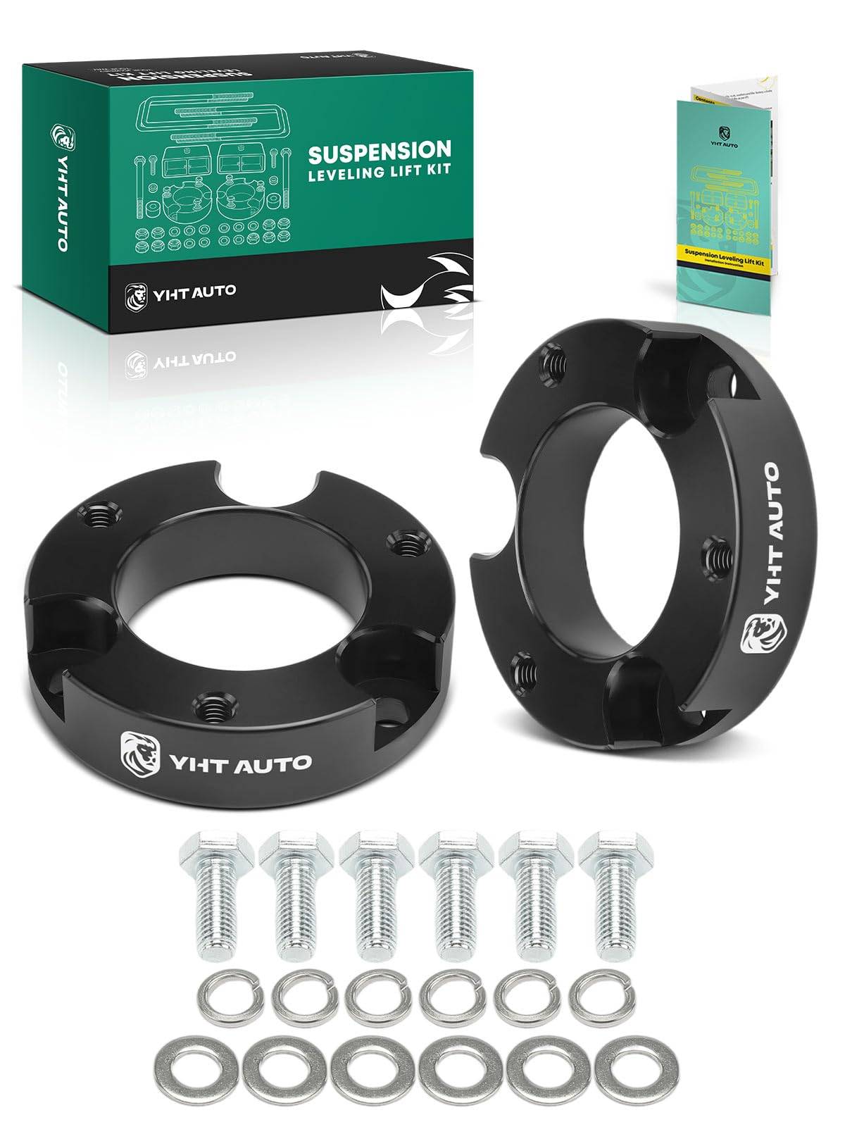 YHTAUTO 2.5 Inch Front Side Leveling Lift Kit Fits Toyota 4Runner 1995-2002, Tacoma 1995-2004 | Aluminum Strut Spacers Raise the Front By 2.5 Inch | 2PCS Suspension Leveling Kit w/Hardware