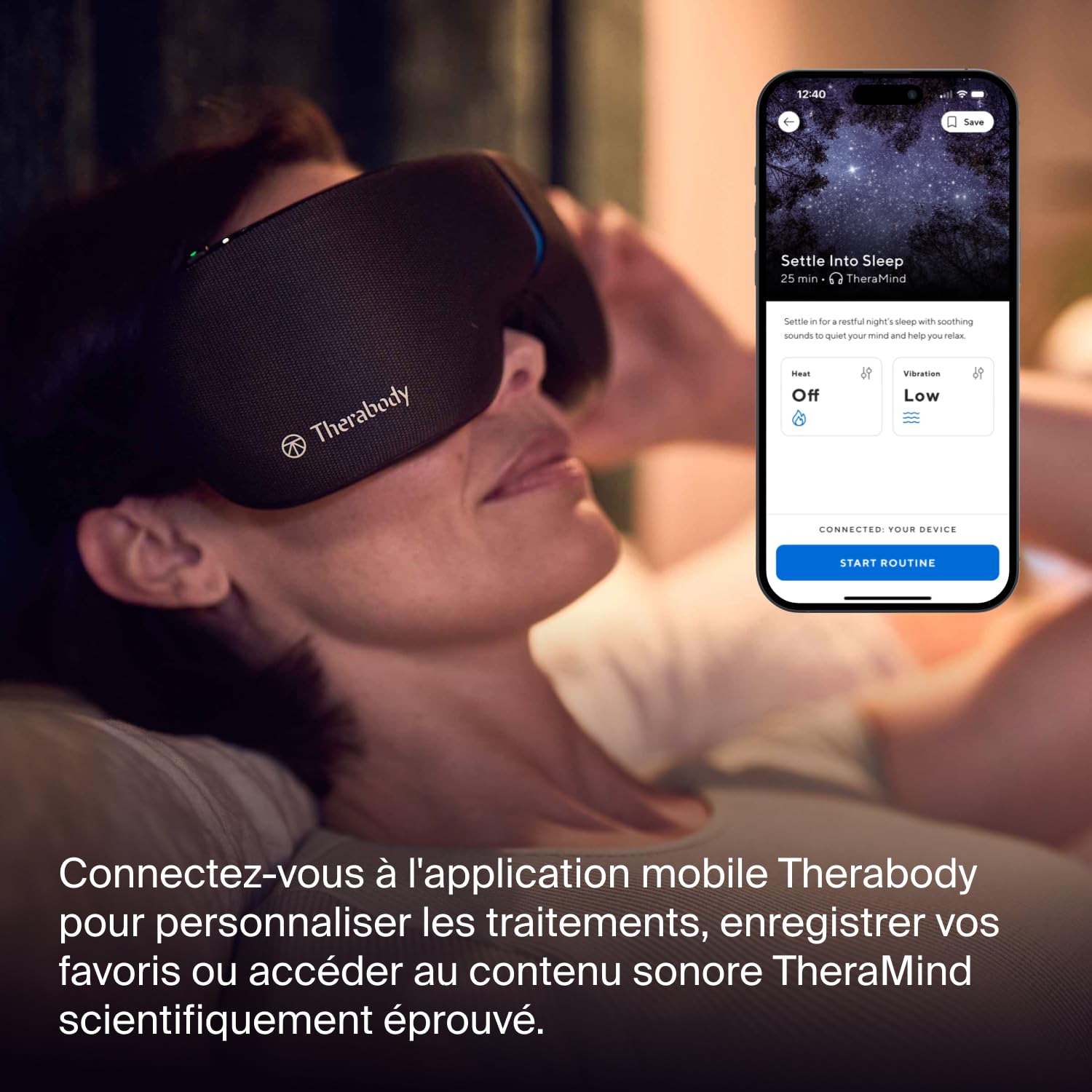 Therabody SmartGoggles 2.0 Masque Chauffant Pour Les Yeux, Masque De Sommeil Occultant & Massage Des Tempes Pour Relaxation Personnalisée - Soulagement Des Maux De Tête