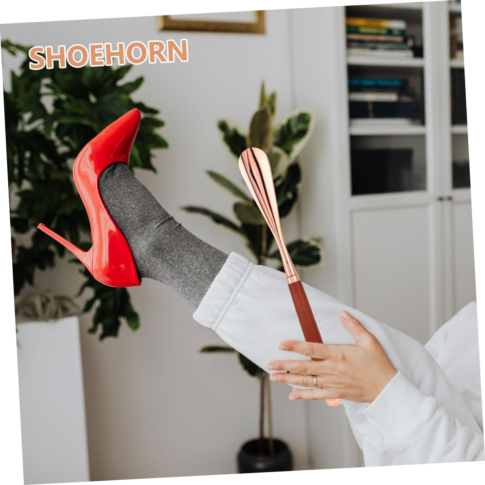 Calzascarpe Testa di Leone Manico lungo 32cm in Lega di Zinco | Portatile e Adatto ai Viaggi, Design Ergonomico Elegante, Uso Domestico Quotidiano