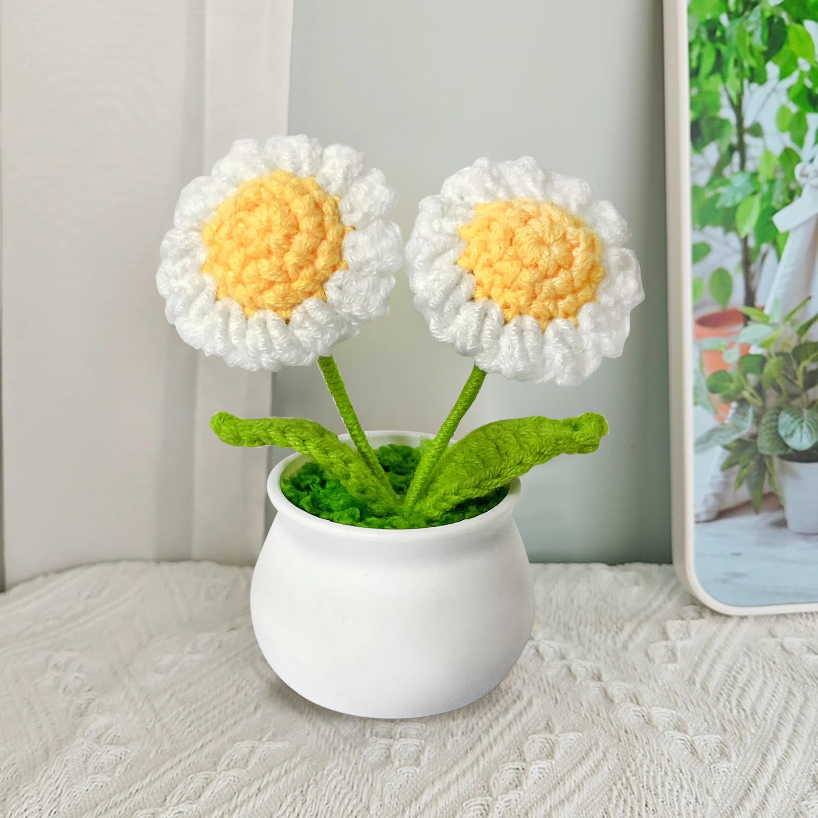 Amazon｜かぎ針編みフラワーポット、デイジーチューリップとForget Me