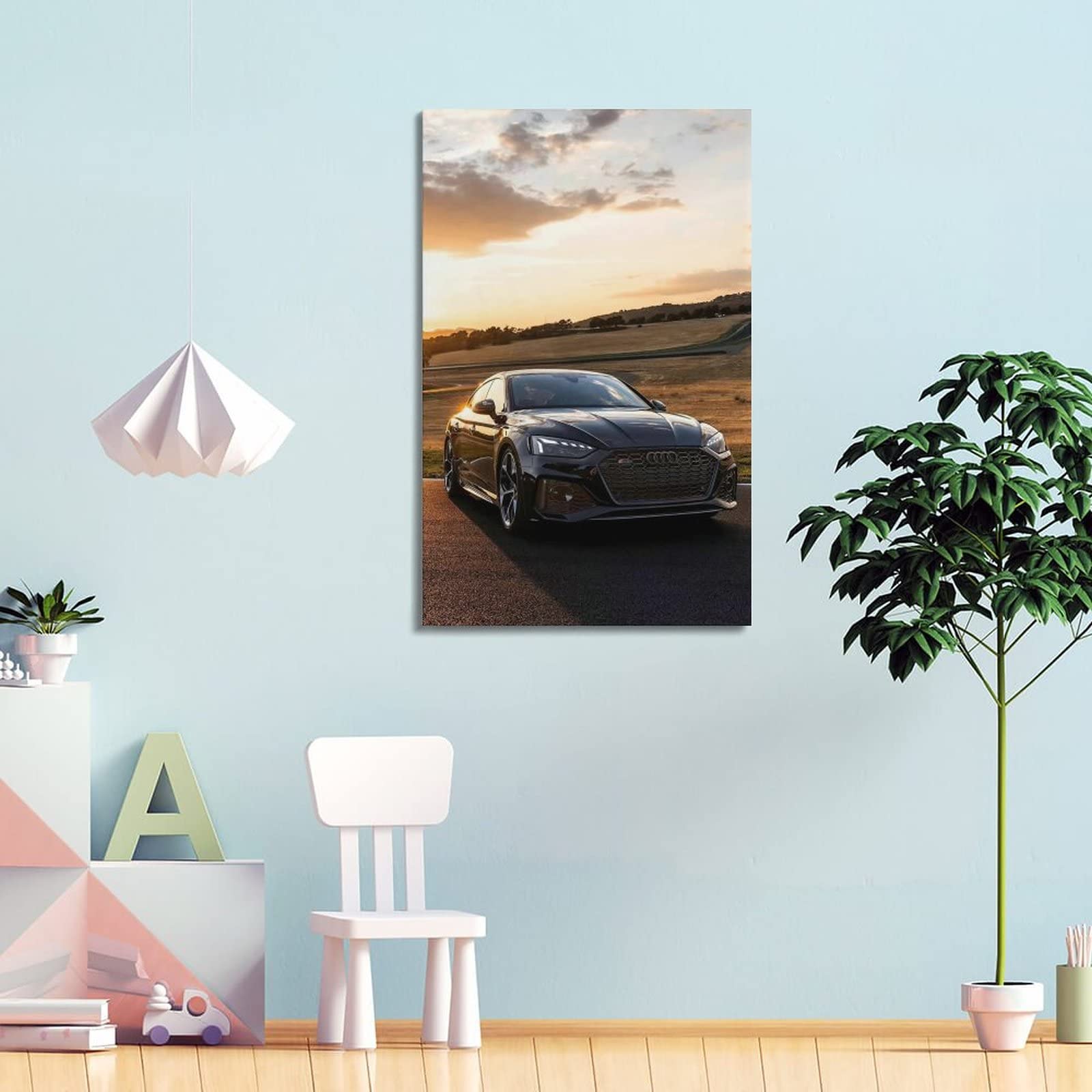 Tableau Toile Déco Audi RS5 Noir - Image Voiture - Prêt à Accrocher - Impression Artistique