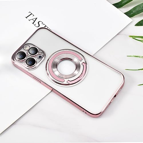 Miniatura 6 de Funda magnética con soporte invisible para iPhone 13 Pro Max, compatible con MagSafe, protector de lente de cámara integrado, chapado de lujo,