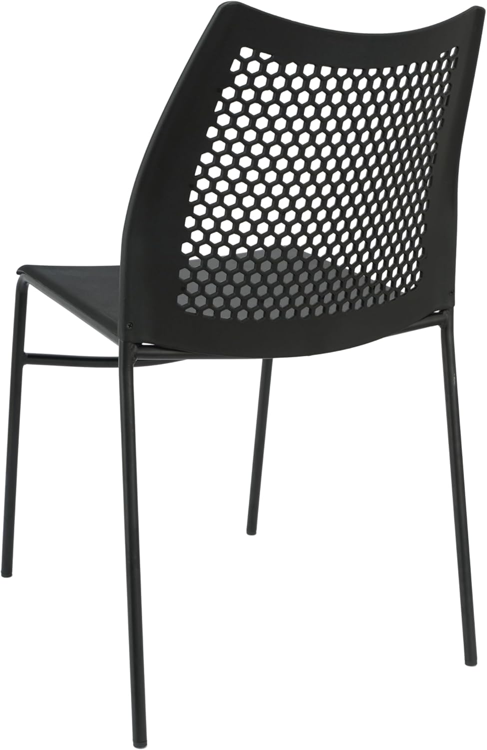 Flash Furniture Hercules Stacking Chair with Vented Backrest and Black Powder Coated Steel Legs with Integrated Support Bar, Commercial Portable Chair - Set of 5, Black