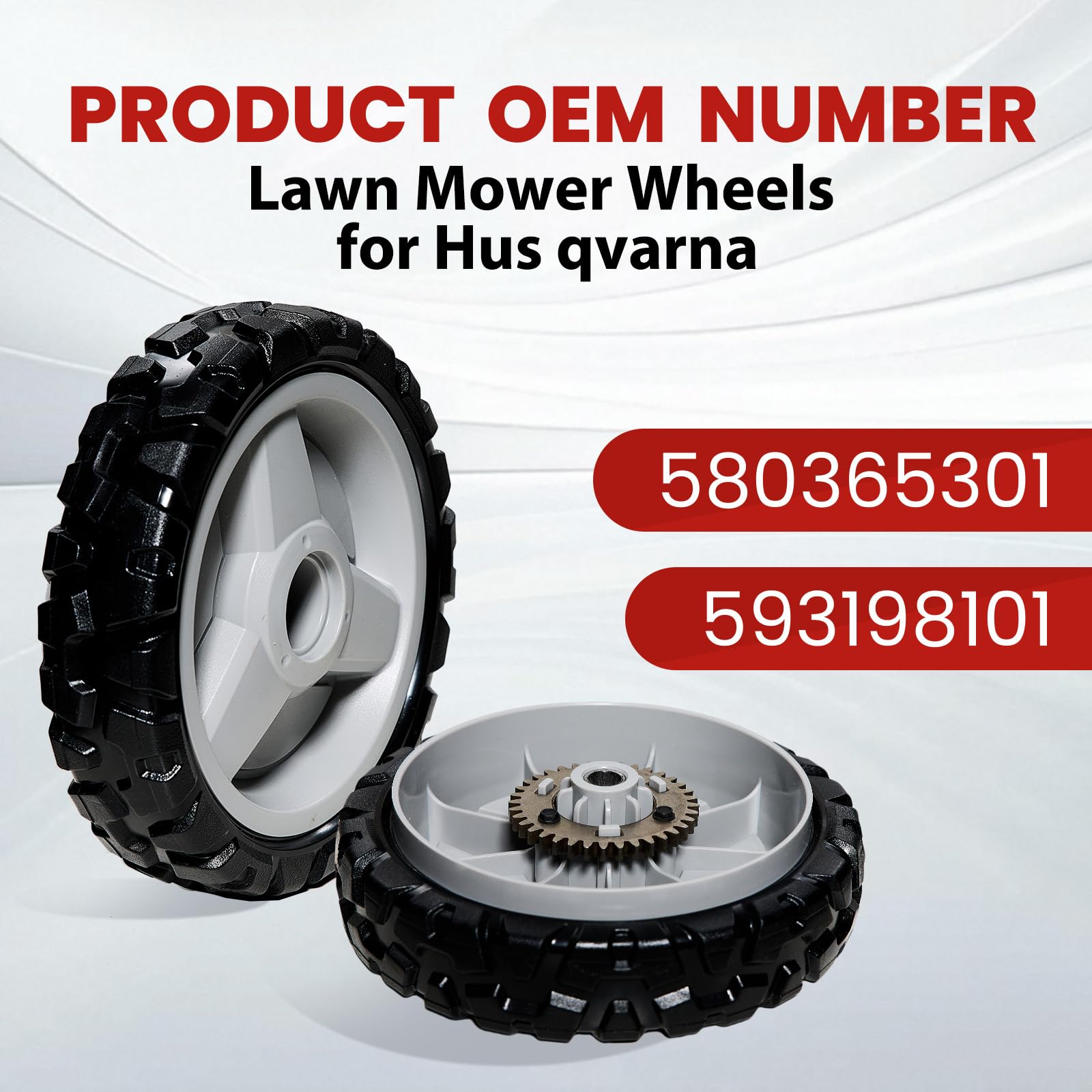 580365301 Ruedas de transmisión para cortacésped Hus qvarna 593198101 Rueda de 8 pulgadas compatible con L321AH, LC221A HU675AWD, HU700AWD, HU725AWD, HU800AWD, Craftsma n GCV-160, 2 unidades