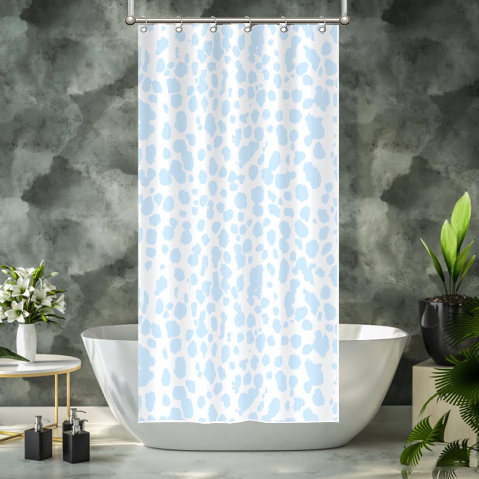 Tenda Da Doccia Leopardata, Tenda Da Bagno In Tessuto Di Poliestere Antimuffa Impermeabile Lavabile 180 X 180 Cm Con 12 Ganci 99385569