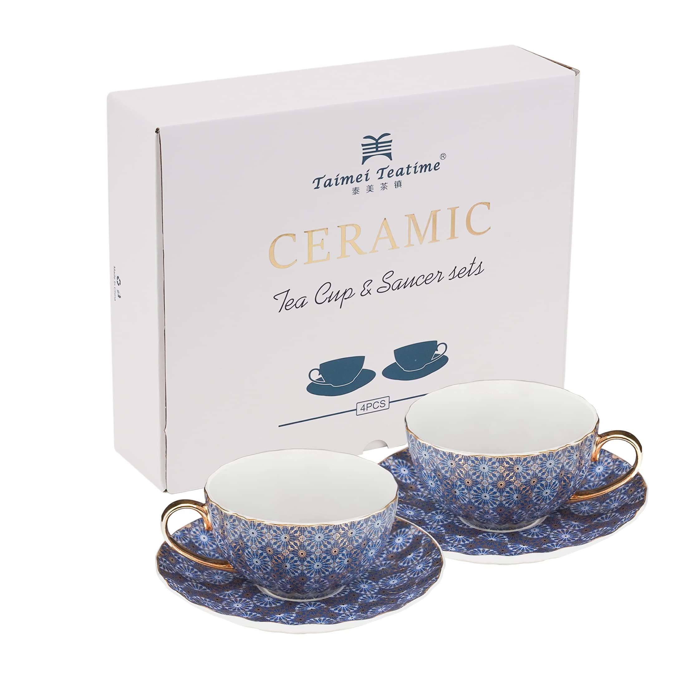 Amazon.com | TERESA'S TEASET Porcelain Tea Cup and Saucer Set, 2