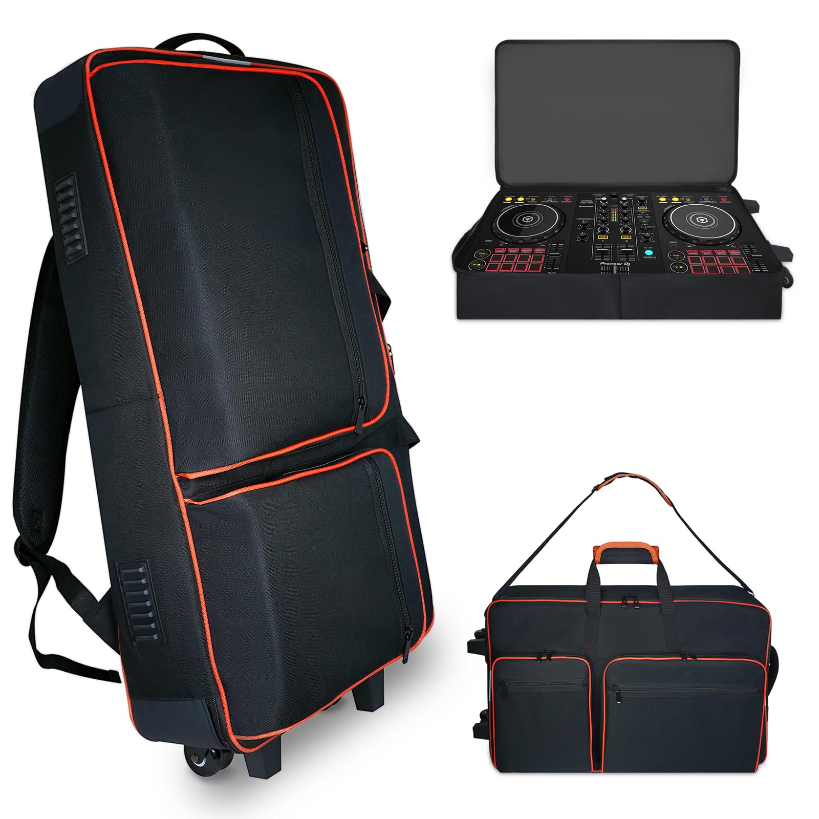 DJ Controller Case with Wheels for DDJ FLX10 | Rolling DJ Controller Padded Backpack with…