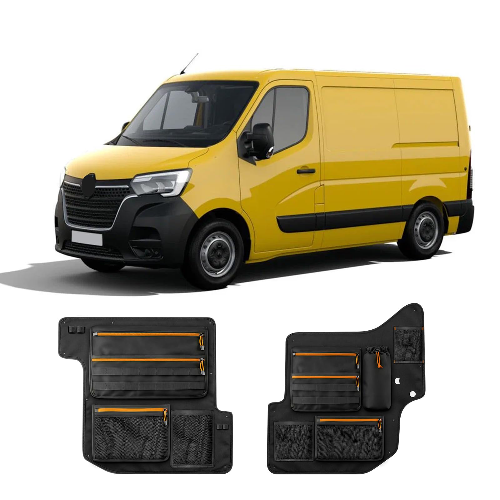 2PCS Borse Portaoggetti compatibili con Renault Master/Opel Movano 2010-2021, Organizer per Borse per Porta Posteriore, Organizer per Porta della Stalla, Poliestere 1680D (for Master-2PCS)