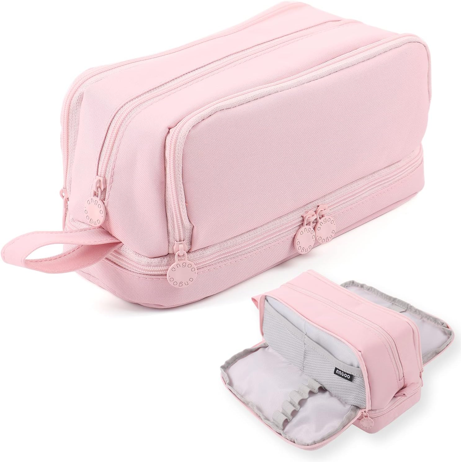Large Capacity Pencil Case 4 Compartments, Pencil Case with Zipper Portable Handle, Aesthetic
