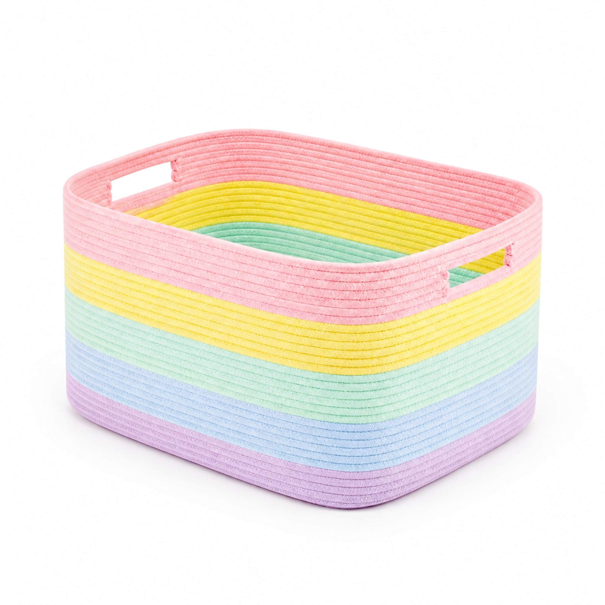 22.8GAL Extra Large Collapsible Laundry Basket for Dirty Clothes,Shoes, Sturdy Portable Aesthetic Boho Heavy Duty Wicker Hamper for Living Room Thow Pillows Blankets Storage Organizer,Rainbow Pastel