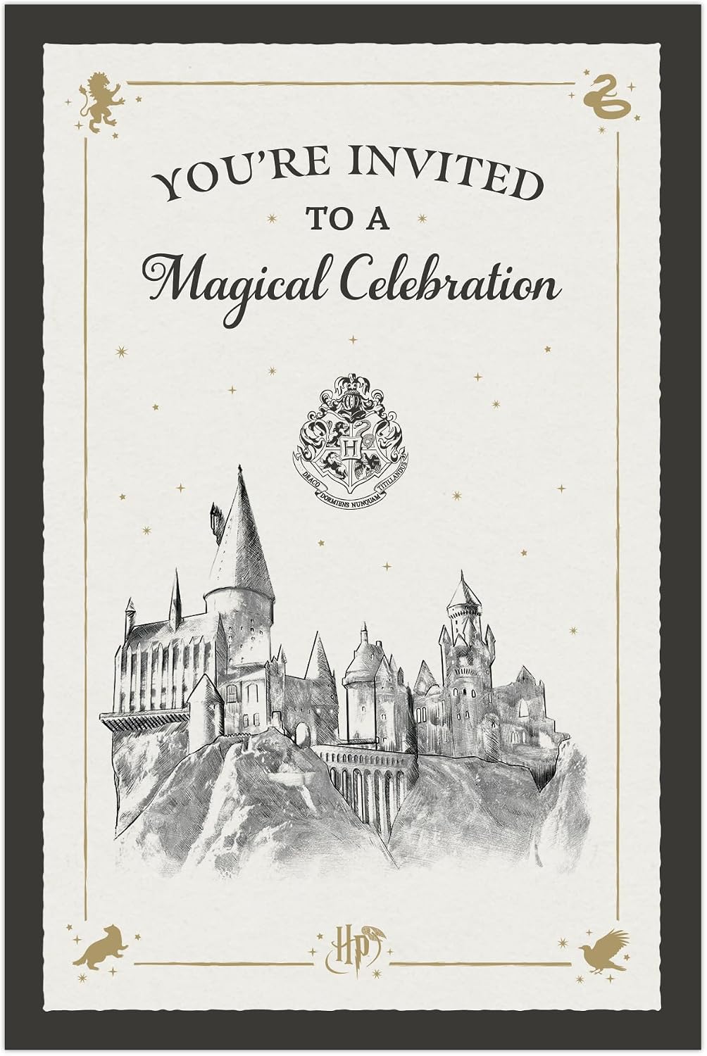 ConQuest Journals Harry Potter Hogwarts Castle Fill-in-the-Blank Invitation & Envelope Stationery Box Set, Includes 20 Blank Invites & 20 Corresponding Envelopes, 4'' x 6'', Officially Licensed