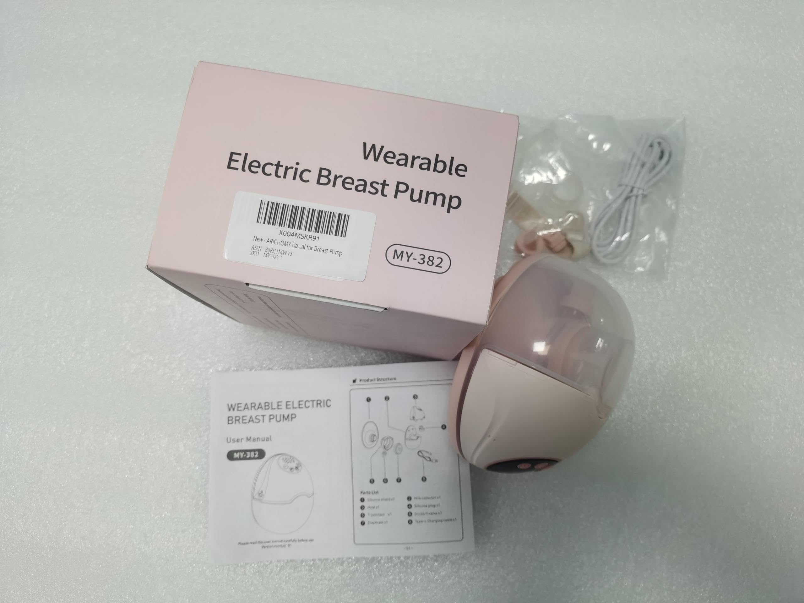 ARICHOMY Hands Free Breast Pump - Wearable Breast Pumps with 4 Modes 12 Levels, Portable Breast Pumping for Work Travel Night with Leak-Proof DoubleFit Flange, Ideal for Breast Pump