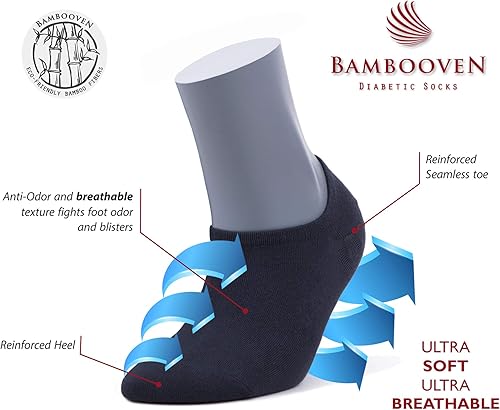 Miniatura 5 de 3 pares de calcetines casuales NoShow de bambú ultra suaves de primera calidad para mujer