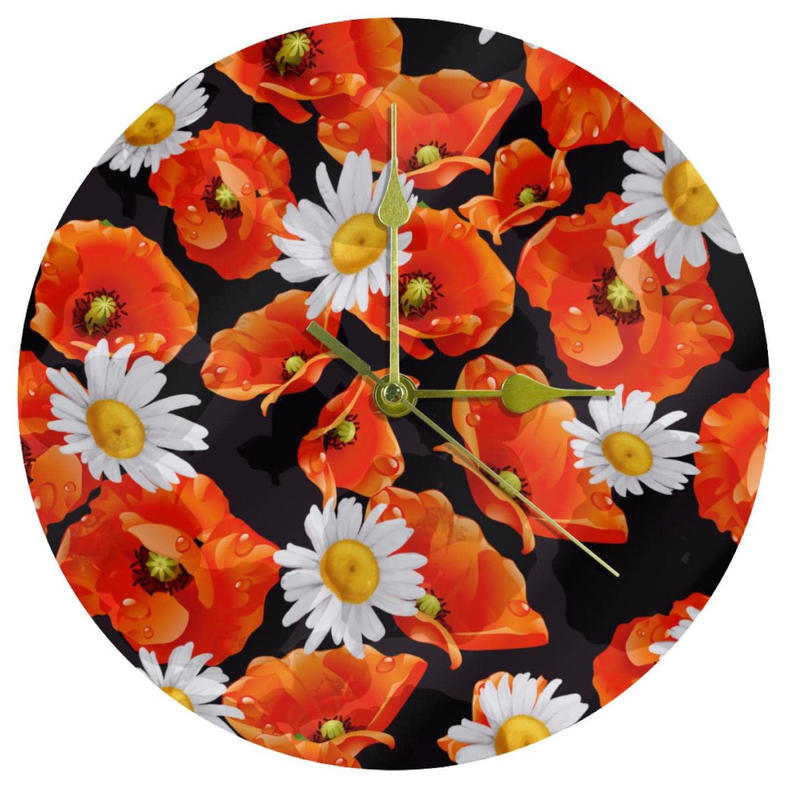 Horloge murale fleur en acrylique 24 cm pour décorer le bureau et l'école