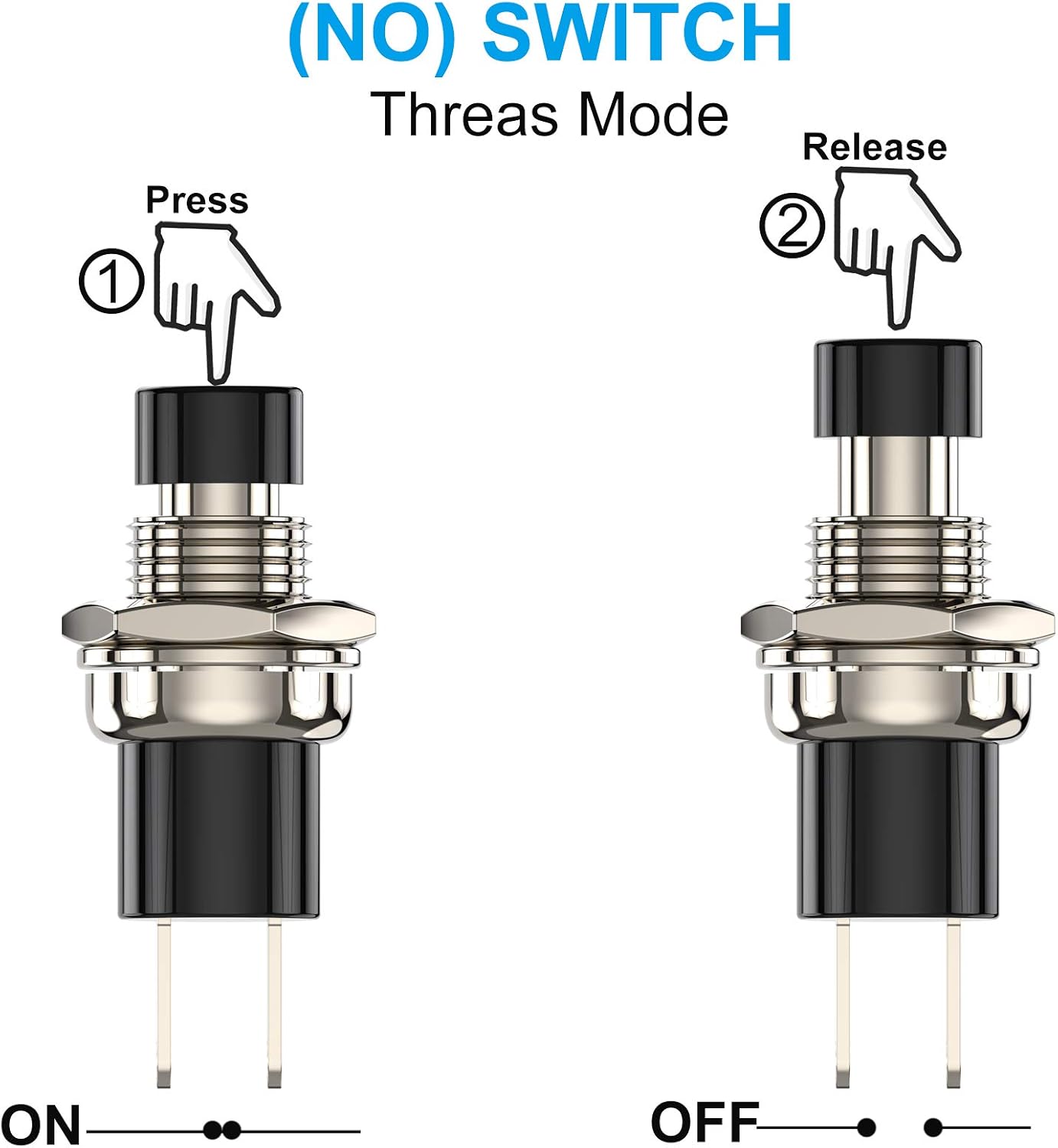 DIYhz Momentary Push Button Switch, 1A 250VAC SPST Mini Pushbutton Switches Normally Open(NO) Black & Red Cap - 20pcs