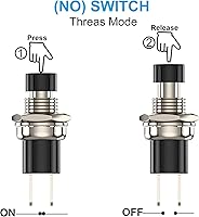 Vista 2 de Momentary Push Button Switch, 1A 250VAC SPST Mini Pushbutton Switches Normally Open(NO) Black & Red Cap - 20pcs Negro&rojo
