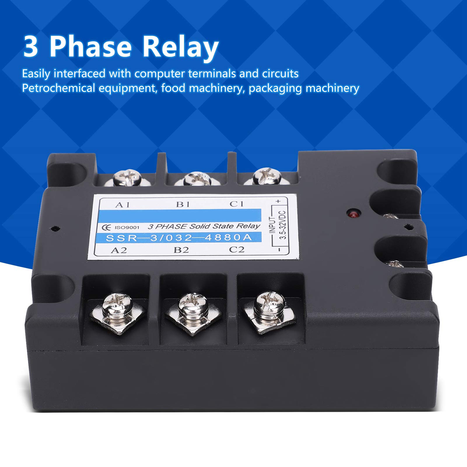 SSR-3/032-4880A Controllor SSR trifásico, relé de estado sólido Equipo industrial DC-AC 480V para máquinas herramienta CNC/maquinaria de embalaje/equipo petroquímico, etc.